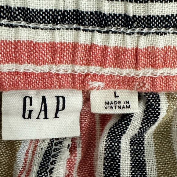GAP Linen Blend Striped Drawstring Shorts Size Large Summer Beach Casual Preppy - Picture 6 of 7